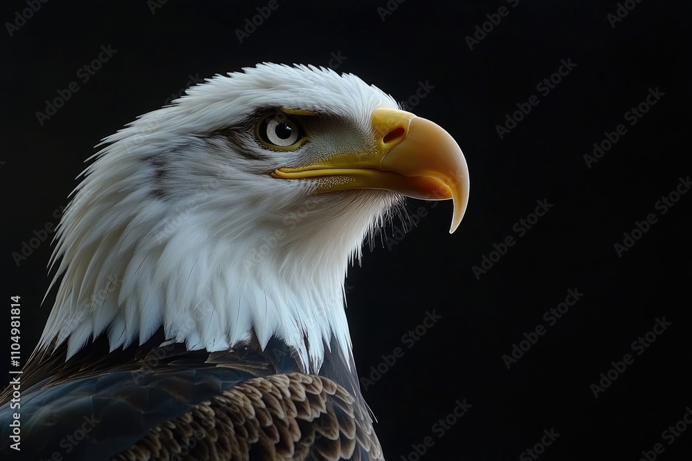 Majestic Bald Eagle Portrait Against Dark Background Majestic Bald Eagle Portrait Against Dark Background