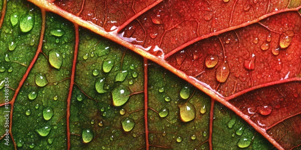 Obraz premium gathering on a leaf Curved leaf A detailed macr