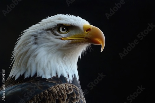 Majestic Bald Eagle Portrait Against Dark Background photo