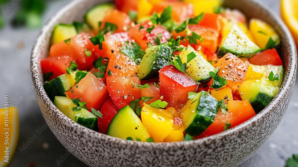Fresh vegetable salad with vibrant colors and healthy ingredients Fresh vegetable salad with vibrant colors and healthy ingredients