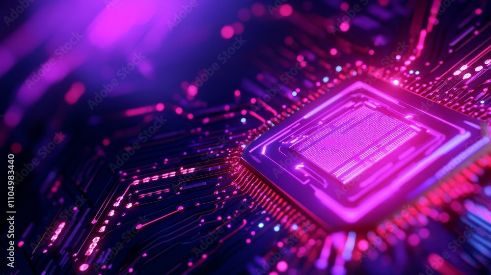 Obraz premium Artificial intelligence chipset on circuit board in futuristic concept technology artwork, orange tone