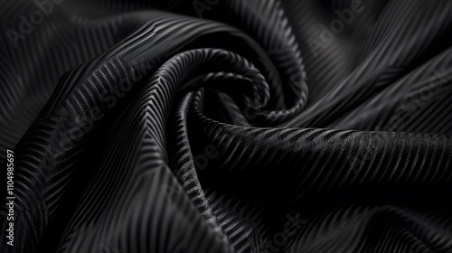 Wallpaper Mural Close-up of black ribbed fabric in a swirling pattern. Torontodigital.ca