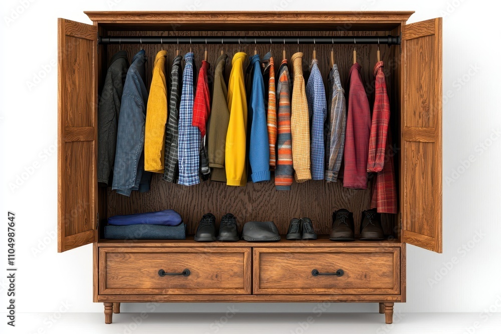 Stylish Wooden Wardrobe with Foldable Doors Stylish Wooden Wardrobe with Foldable Doors
