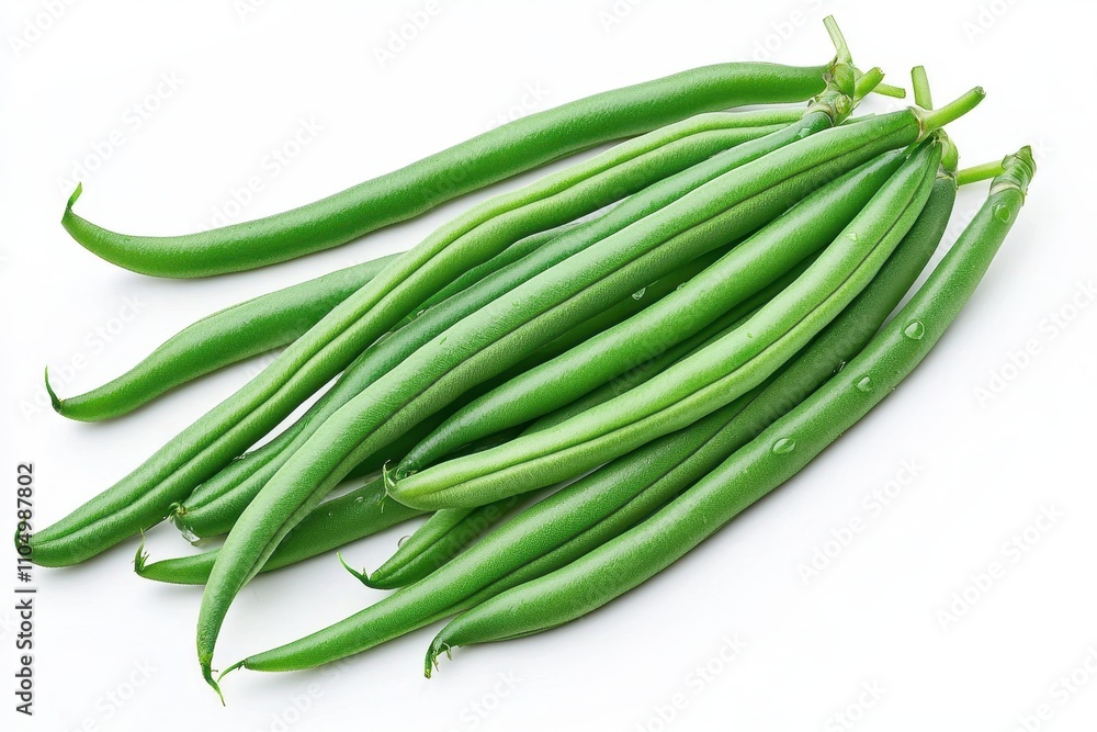 Fresh Green Beans with Water Droplets Fresh Green Beans with Water Droplets