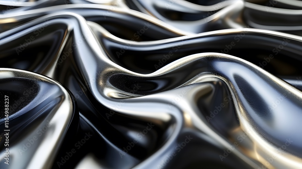 Abstract metallic waves, flowing dark chrome texture. Abstract metallic waves, flowing dark chrome texture.