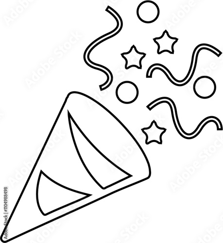 Confetti Party line art icon for wedding timeline event in PNG with transparent background