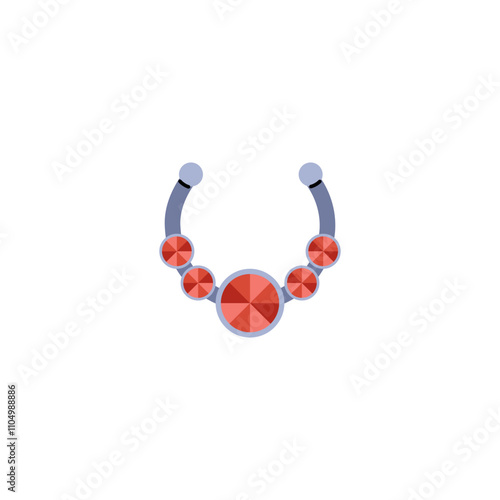 Vector illustrations of round titanium earrings for nose piercing on a white background.
