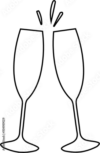Toasts line art icon for wedding timeline event in PNG with transparent background