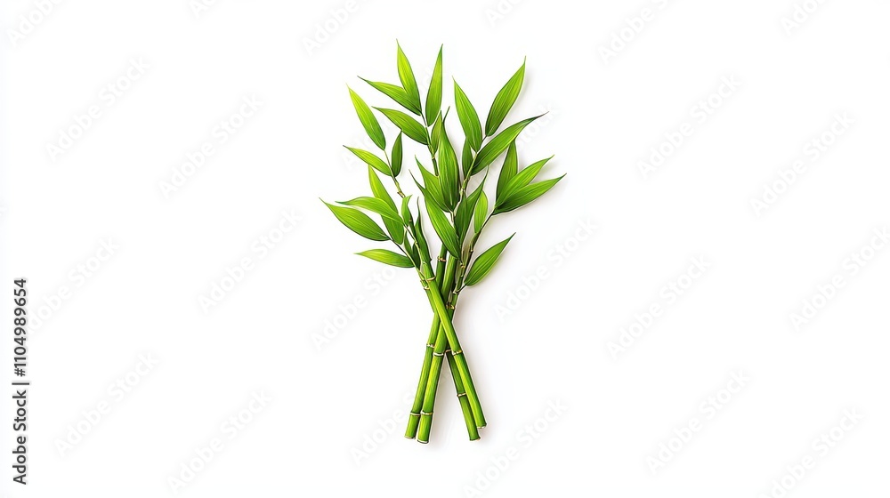 Obraz premium Smooth Bamboo Stalks with Fresh Green Leaves