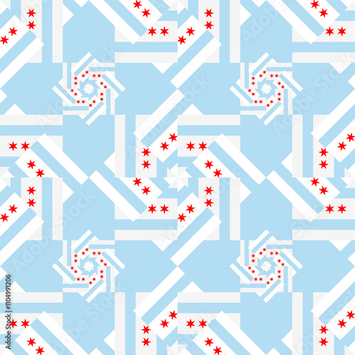 chicago flag flower pattern. vector illustration