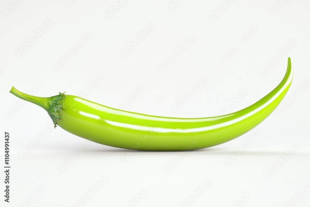 Single Green Bean on White Background Single Green Bean on White Background