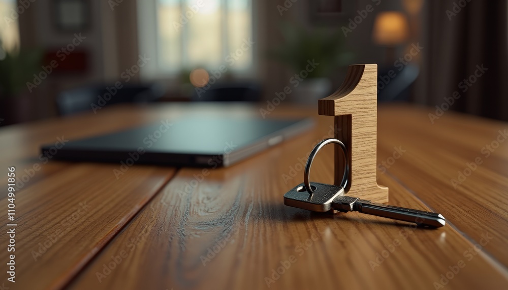 Obraz premium Wooden key rack on wooden desk
