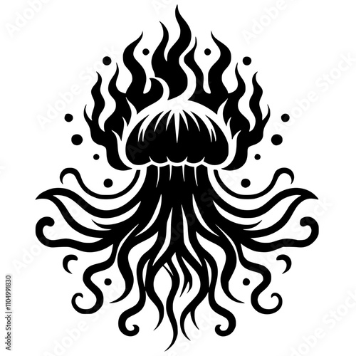 Fire jellyfish silhouette