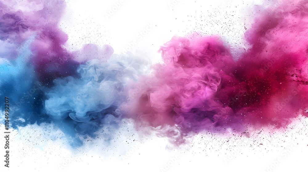 Fototapeta premium Abstract colorful powder explosion on white background.