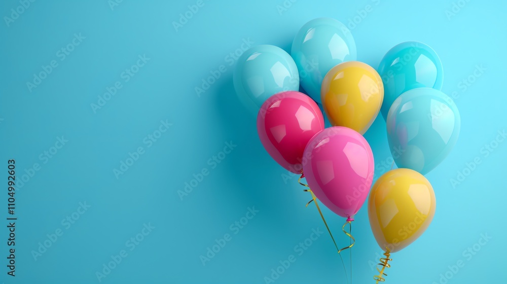A bunch of colorful balloons on a blue background. A bunch of colorful balloons on a blue background.