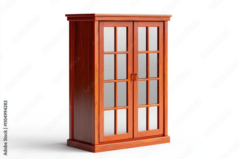 Obraz premium Elegant Wooden Wardrobe with Mirrored Doors