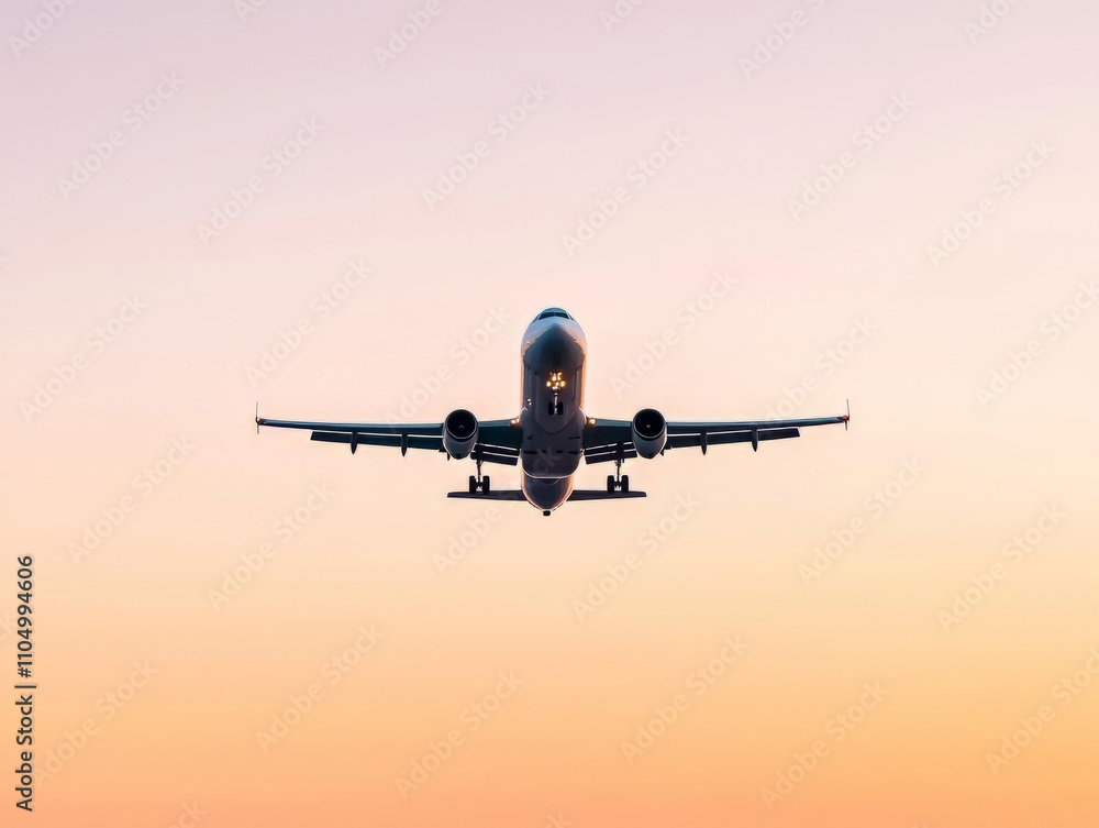 plane flying against colorful sunset, symbolizing freedom and adventure plane flying against colorful sunset, symbolizing freedom and adventure