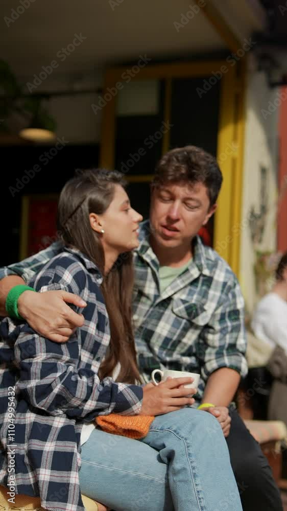Couple Enjoying Coffee Together in Cozy Caf Setting Couple Enjoying Coffee Together in Cozy Caf Setting