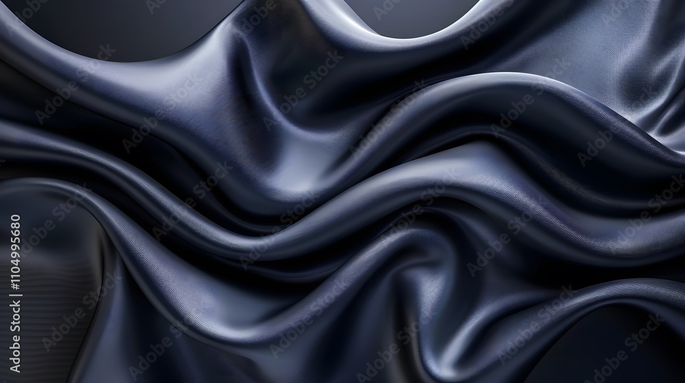 Obraz premium Abstract dark fabric waves, elegant flowing silk texture.