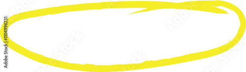 Yellow circle, pen draw. Highlight hand drawing different circles isolated on background. Handwritten red circle. For marking text, numbers, marker pen, pencil, and text check, vector illustration.