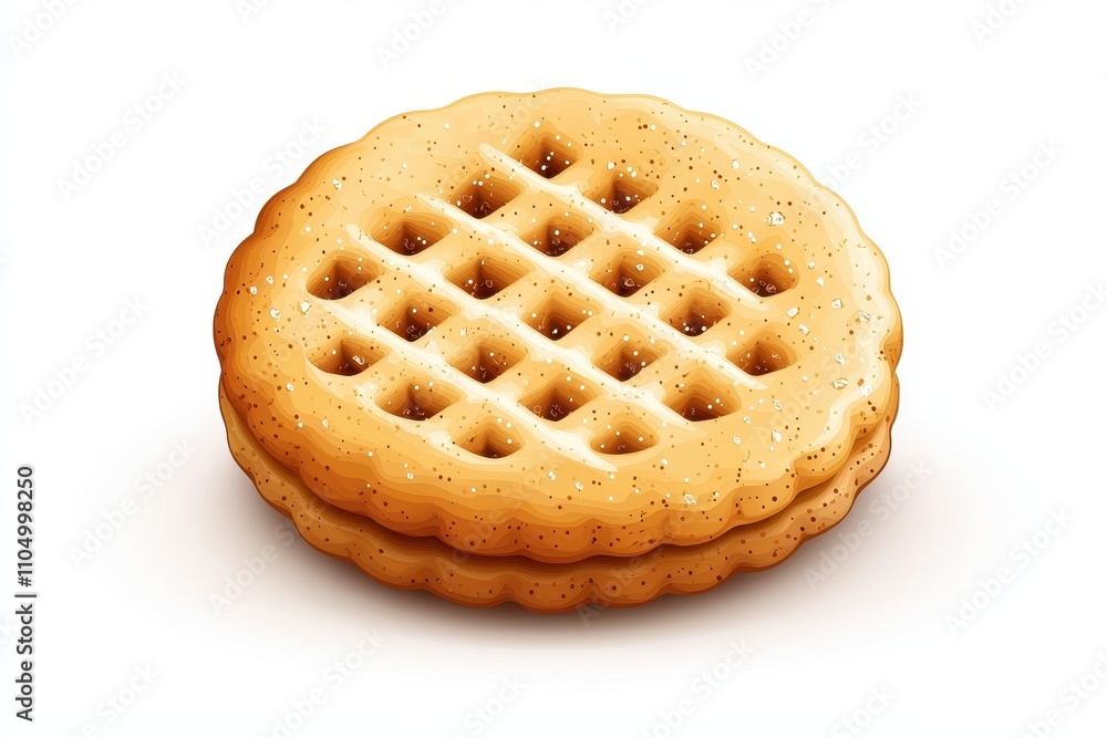 Glossy Round Cookie with Waffle Pattern Glossy Round Cookie with Waffle Pattern