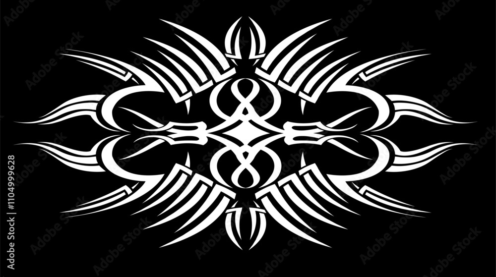 Fototapeta premium Tribal tattoo on black background.Vector illustration
