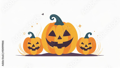 Cute jack-o-latern cartoon on transparent background. Concept of Design suitable for banner, print card, sticker, banner, cover. photo