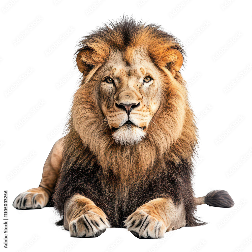 A regal lion resting calmly on a transparent background during the day, a lion laying down on a transparent background transparent background A regal lion resting calmly on a transparent background during the day, a lion laying down on a transparent background transparent background