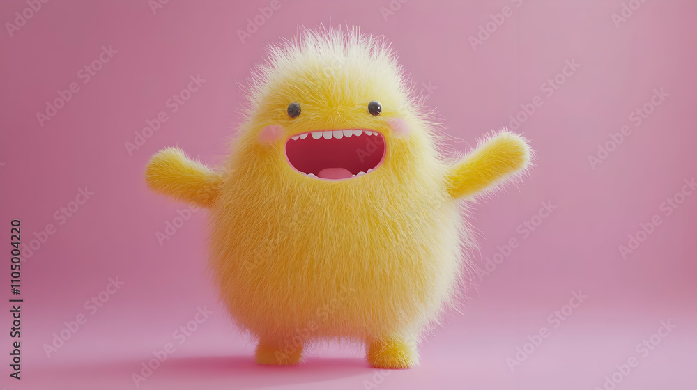 Joyful Fuzzy 3D Monster Illustration Joyful Fuzzy 3D Monster Illustration