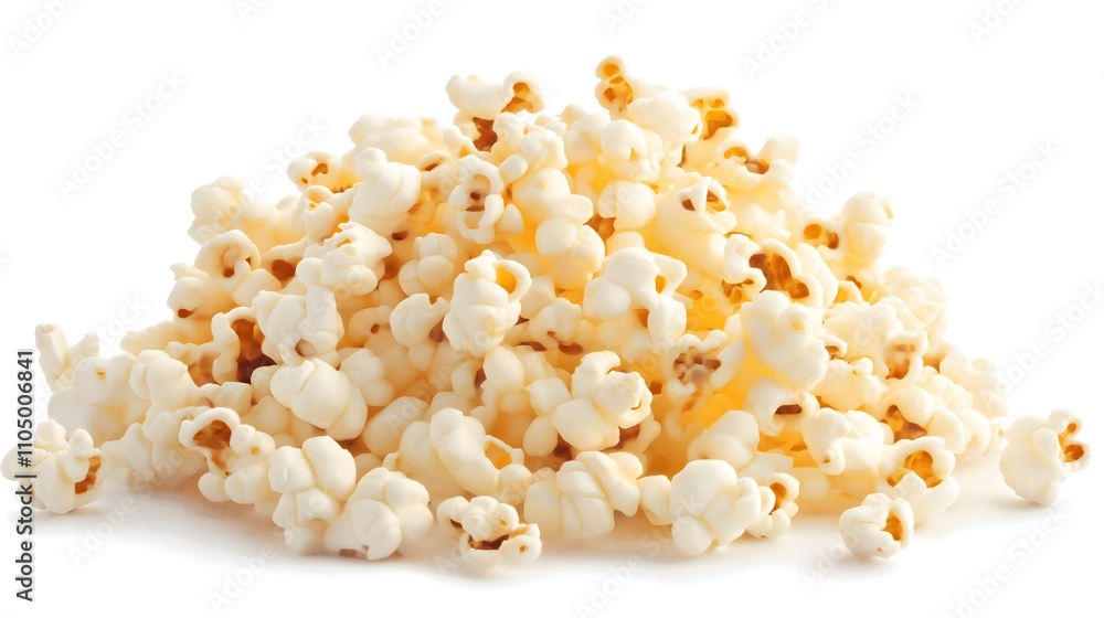 Pile of delicious, fluffy popcorn isolated on white background. Pile of delicious, fluffy popcorn isolated on white background.