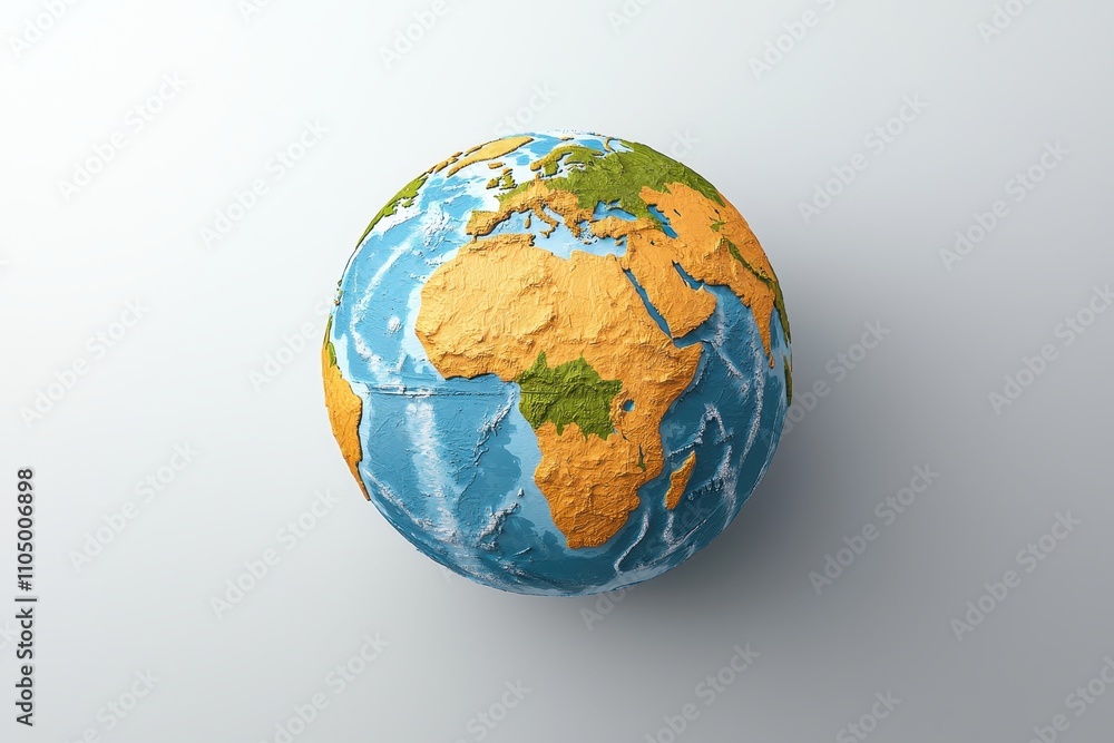 Fototapeta premium Flat Map Projection of Earth in Colorful Design