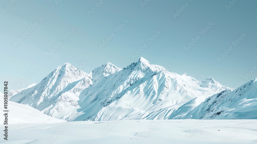 Obraz premium A snow-covered mountain range in a winter landscape.