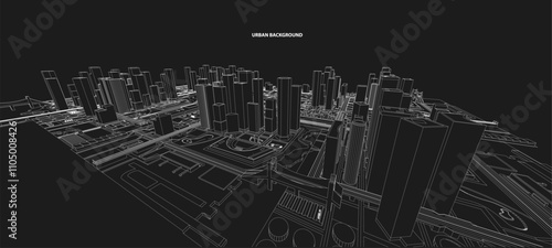 3d wireframe of building. sketch design.Vector
