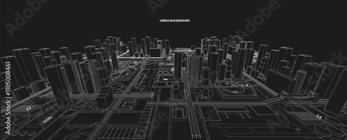 3d wireframe of building. sketch design.Vector
