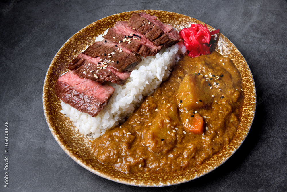 Kare rice with beef grilled