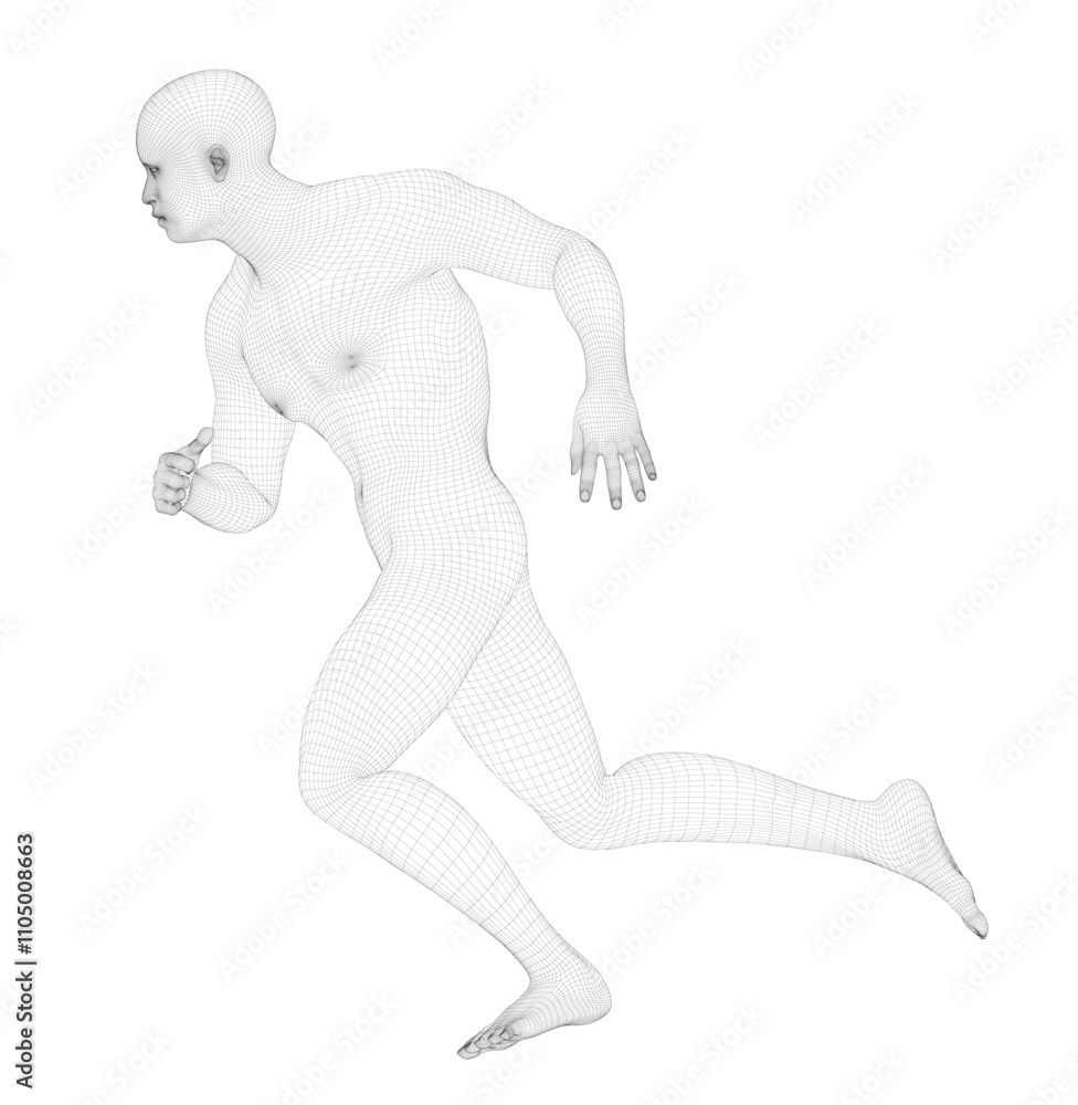 Wire frame human body in virtual reality. Medical scanned 3D model. Polygonal technology design. Wire frame human body in virtual reality. Medical scanned 3D model. Polygonal technology design.