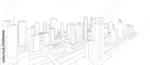 3d wireframe of building. sketch design.Vector