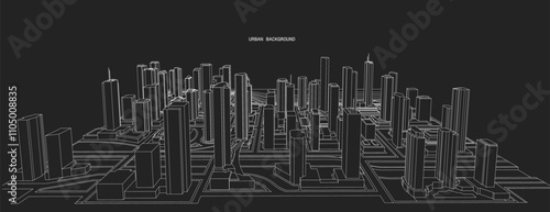 3d wireframe of building. sketch design.Vector