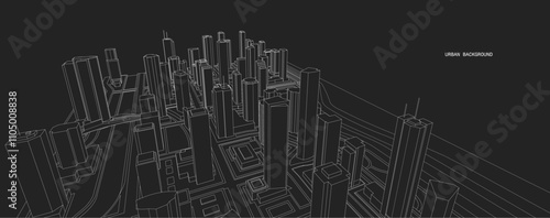 3d wireframe of building. sketch design.Vector