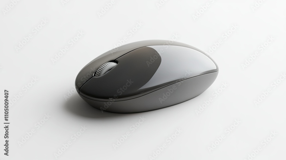 A rounded, pebble-shaped mouse in matte gray with soft curves, a tactile scroll wheel, and an understated design, isolated on a white background.