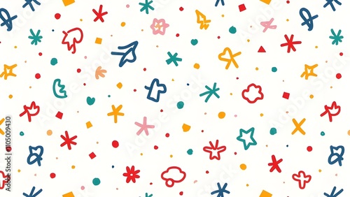 Fun and Bright Creative Doodle Background with Basic Shapes