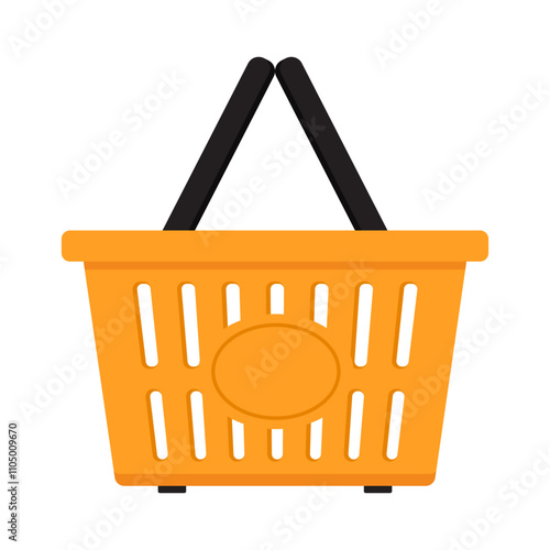 Empty orange shopping basket e-commers and retail flat illustration clipart 