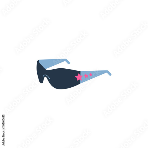 Vector fashion in the style of the 2000s: bright stylish sunglasses with black glasses