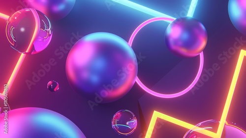 Abstract background with glowing neon lines and orbs.