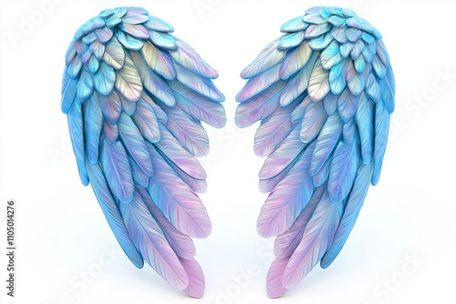 Angel wings isolated on gray background. This has clipping path. photo