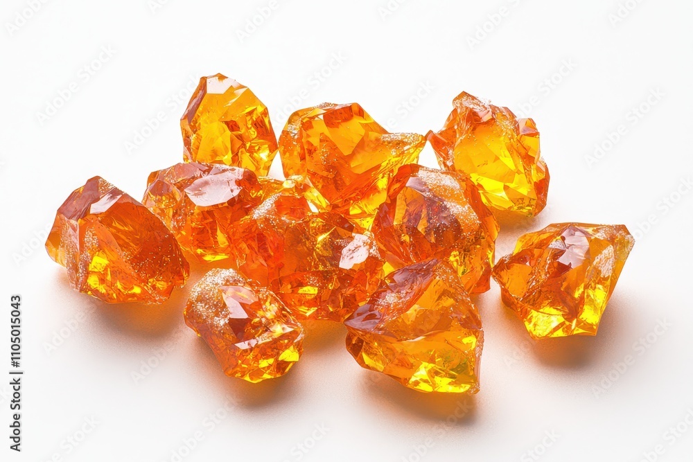 Caramel Candy Crystals on White Background Caramel Candy Crystals on White Background