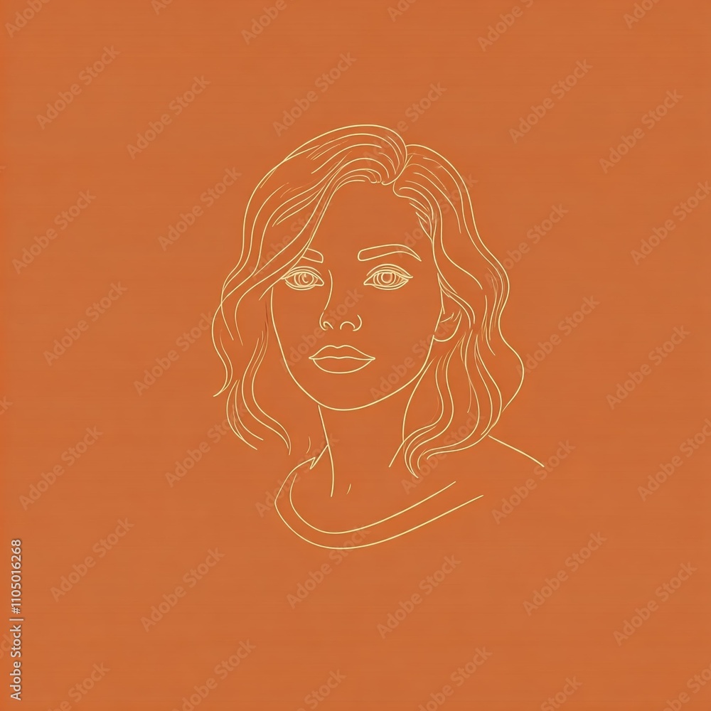 A woman outlined with white lines on an orange background. A woman outlined with white lines on an orange background.