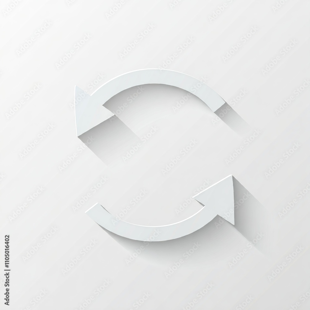 White exchange arrows forming a loop on a white background. White exchange arrows forming a loop on a white background.