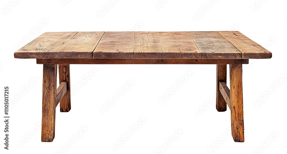 Natural wood table with a minimalist design, isolated on transparent cutout background Natural wood table with a minimalist design, isolated on transparent cutout background