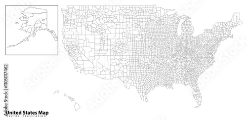 USA map with states